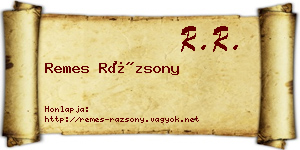 Remes Rázsony névjegykártya